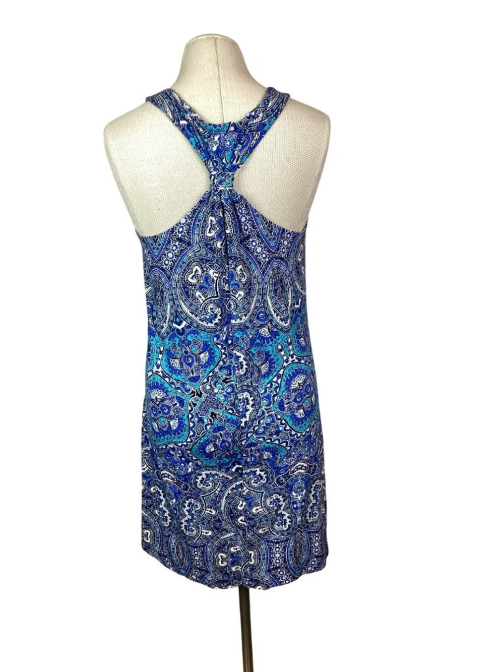 Sigrid Olsen Paisley Sleeveless Racerback Dress Womens Medium Blue Turquiose Whi - Picture 4 of 12